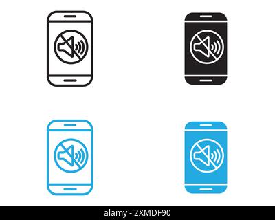 silent phone icon vector line logo mark or symbol set collection outline style Stock Vector