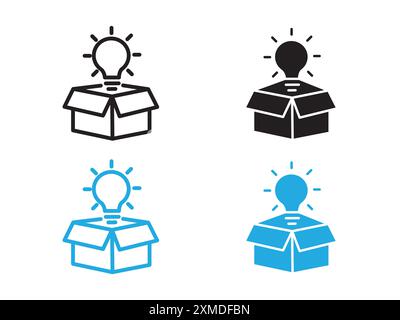 Think out of box idea icon vector line logo mark or symbol set collection outline style Stock Vector