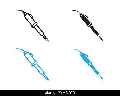 Soldering iron icon vector line logo mark or symbol set collection outline style Stock Vector