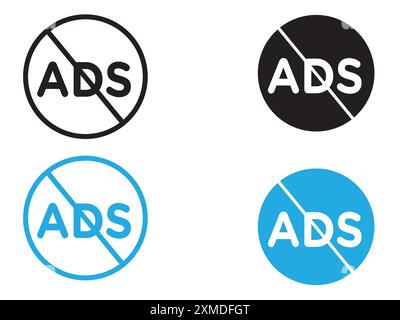 No ads icon vector line logo mark or symbol set collection outline style Stock Vector