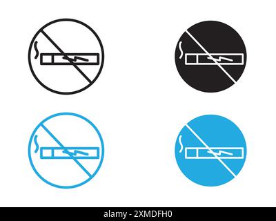 No Electronic Vaping icon vector line logo mark or symbol set collection outline style Stock Vector