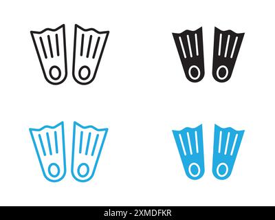 Swimming flippers icon vector line logo mark or symbol set collection outline style Stock Vector