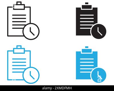 testing time icon vector line logo mark or symbol set collection outline style Stock Vector