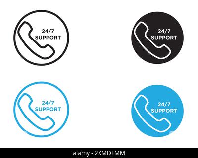 Support call service icon vector line logo mark or symbol set collection outline style Stock Vector