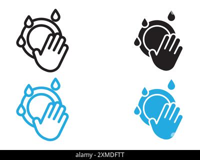 Washing plate icon vector line logo mark or symbol set collection outline style Stock Vector