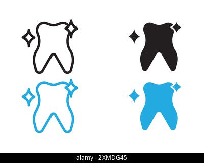 Teeth cleaning icon vector line logo mark or symbol set collection outline style Stock Vector