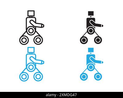 Wheels robot icon vector line logo mark or symbol set collection outline style Stock Vector