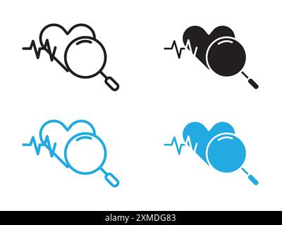 pulse heart check up icon vector line logo mark or symbol set collection outline style Stock Vector