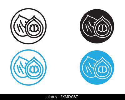 Walnut icon vector line logo mark or symbol set collection outline style Stock Vector