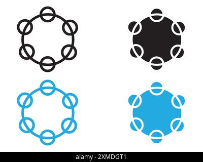 Tambourine icon vector line logo mark or symbol set collection outline style Stock Vector