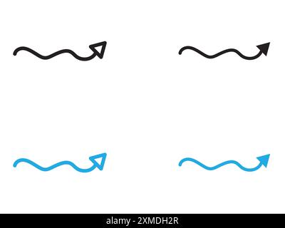 undulating arrow icon vector line logo mark or symbol set collection outline style Stock Vector