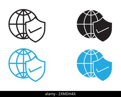 Web Security icon vector line logo mark or symbol set collection outline style Stock Vector