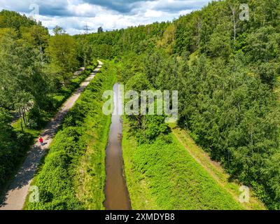 The Boye, stream, runs for 13.8 km through the towns of Gladbeck, Bottrop (photo) and Essen, a former cesspit, sewage river, since 2017 the sewage has Stock Photo