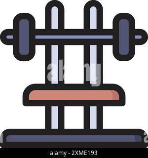 Barbell Bench Icon Stock Vector