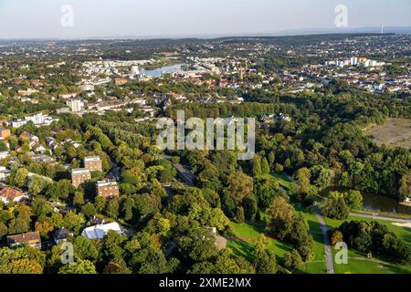 View over the south-east of Dortmund, foothills of Westfalenpark, across Hoetger Park to Lake Phoenix, North Rhine-Westphalia, Germany Stock Photo