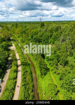 The Boye, stream, runs for 13.8 km through the towns of Gladbeck, Bottrop (photo) and Essen, a former cesspit, sewage river, since 2017 the sewage has Stock Photo