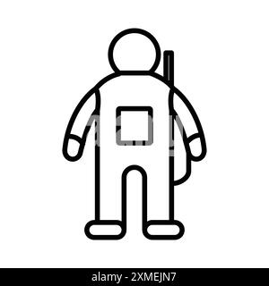Cosmonaut icon set in thin line outline style and linear vector sign Stock Vector