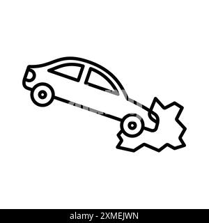 car Accident icon set in thin line outline style and linear vector sign Stock Vector