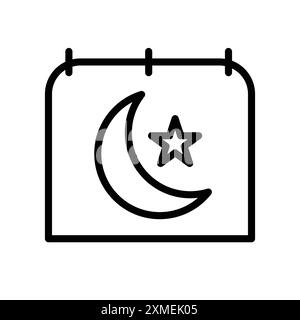 Ramadan Calendar Icon set in thin line outline style and linear vector sign Stock Vector