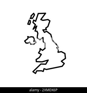 United Kingdom map icon set in thin line outline style and linear vector sign Stock Vector