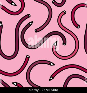 Cartoon pencil seamless school pattern for wrapping paper and fabrics and linens and kids clothes print and kindergarten accessories and notebooks. Hi Stock Photo