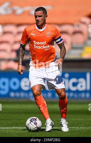 Oliver Norburn of Blackpool in action during the Pre-season friendly match Blackpool vs Sunderland at Bloomfield Road, Blackpool, United Kingdom, 27th July 2024  (Photo by Craig Thomas/News Images) Stock Photo