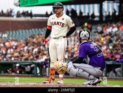 July 27 2024 San Francisco CA, U.S.A. San Francisco catcher Patrick Bailey (14) up at bat during the MLB NL west game between the Colorado Rockies and the San Francisco Giants at Oracle Park San Francisco Calif. Thurman James/CSM Stock Photo