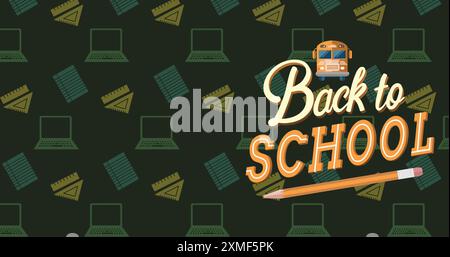 Image of back to school text over school icons Stock Photo