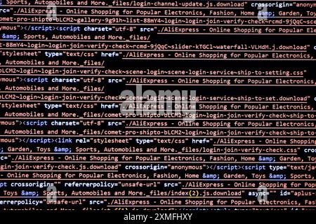 Soft listing view. Program code with display. Data optimization. Program code and visual UI/UX. Application binary code. Abstract software process. So Stock Photo