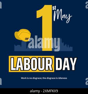 World Labour Day, Celebration International Workers Day with dark blue background. Happy Labour background, May 1st international workers day Stock Vector