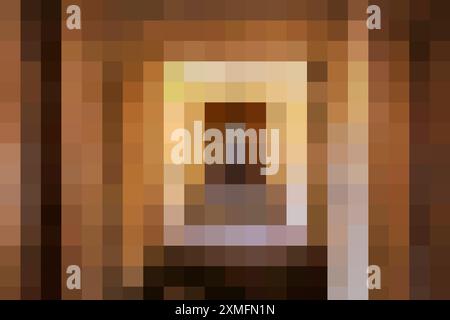 Abstract squares background. illustration of a background made of square pixels in gradient brown color. Digital pixels. Stock Photo