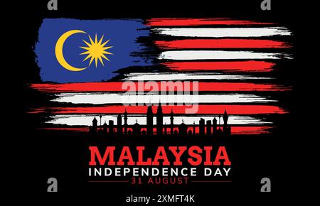 Malaysia Independence Day background with Distressed Grunge Malaysia Flag illustration Stock Vector