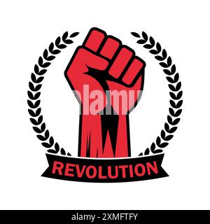 Revolution Hand with clenched fist vector illustration, Hand raised Proletarian Revolution, Freedom sign and protest symbol Stock Vector