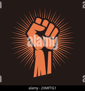 Revolution Hand with clenched fist vector illustration, Hand raised Proletarian Revolution, Freedom sign and protest symbol Stock Vector