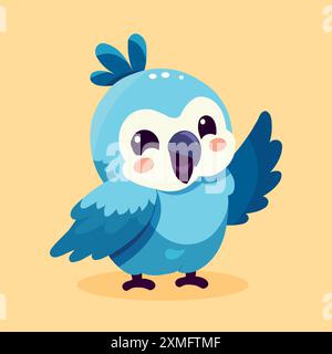 flat vector illustration of a cute parrot Stock Vector