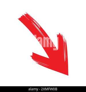 Red Arrow Down distressed grunge Brush. Arrow Paint vector icon Stock Vector