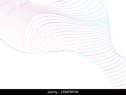 Holographic curved wavy lines abstract tech background. Vector graphic minimal design Stock Vector