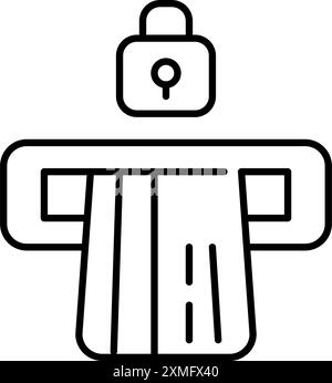Credit card in ATM slot and lock. Financial transactions safety , verified and protected banking. Pixel perfect vector icon Stock Vector