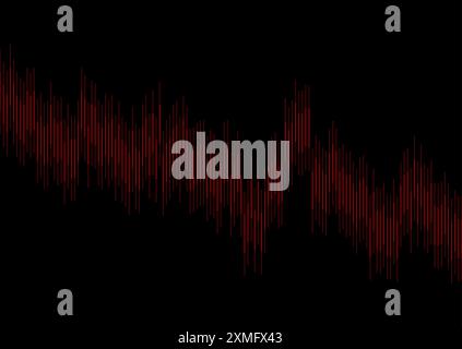 Abstract red falling financial linear graph chart background. Vector tech design Stock Vector