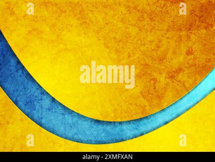 Blue and orange elegant waves abstract grunge background. Corporate vector design Stock Vector