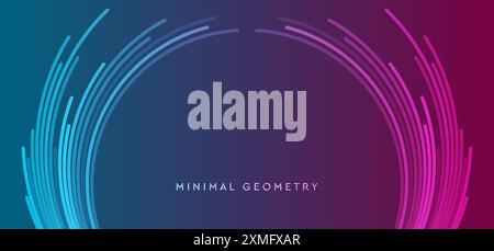 Glow neon blue purple minimal curved lines abstract tech background. Geometric vector design Stock Vector