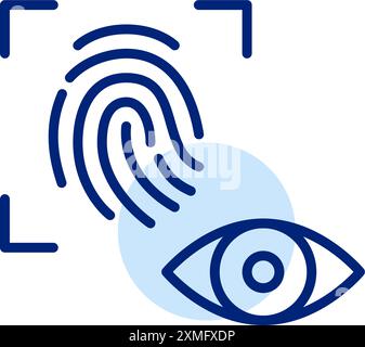 Fingerprint scan and eye. Integrated biometric and visual authentication. Pixel perfect, editable stroke icon Stock Vector