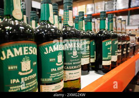 Los Angeles, California, United States - 04-06-2021: A view of several bottles of Jameson Whiskey, on display at a local grocery store. Stock Photo