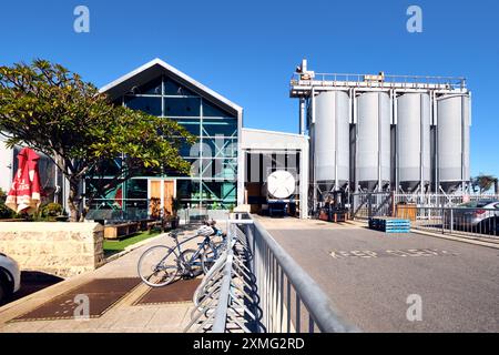 The exterior of Little Creatures, a brewery, eatery, functions and events venue with brewery vats, Fremantle, Perth, Western Australia. Stock Photo