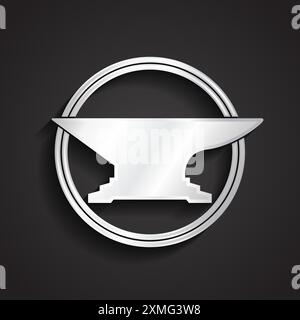 3d anvil silver metal logo design Stock Vector