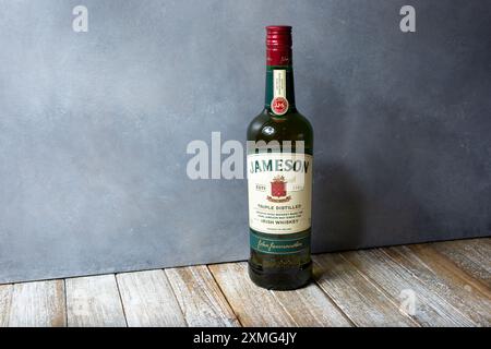 Los Angeles, California, United States - 05-23-2021: A view of a bottle of Jameson Irish whiskey. Stock Photo