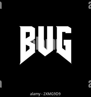 BUG letter logo design for technology company. BUG logo design black and white color combination. BUG logo, BUG vector, BUG design, BUG icon, BUG alph Stock Vector