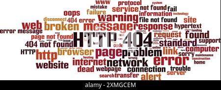 HTTP 404 word cloud concept. Collage made of words about HTTP 404. Vector illustration Stock Vector