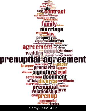 Prenuptial agreement word cloud concept. Collage made of words about prenuptial agreement. Vector illustration Stock Vector