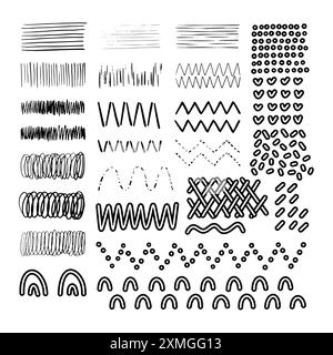 Vector zig zag set background. Geometry group batik graphic. Rainbow. Hand drawn doodle painting. Design illustration brush stroke. Art backdrop vector concept. Black color. Wave Stock Vector